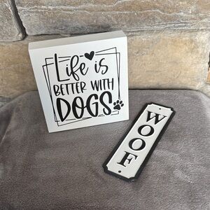 BRAND NEW - Decorative Dog Sign Set - White and Black